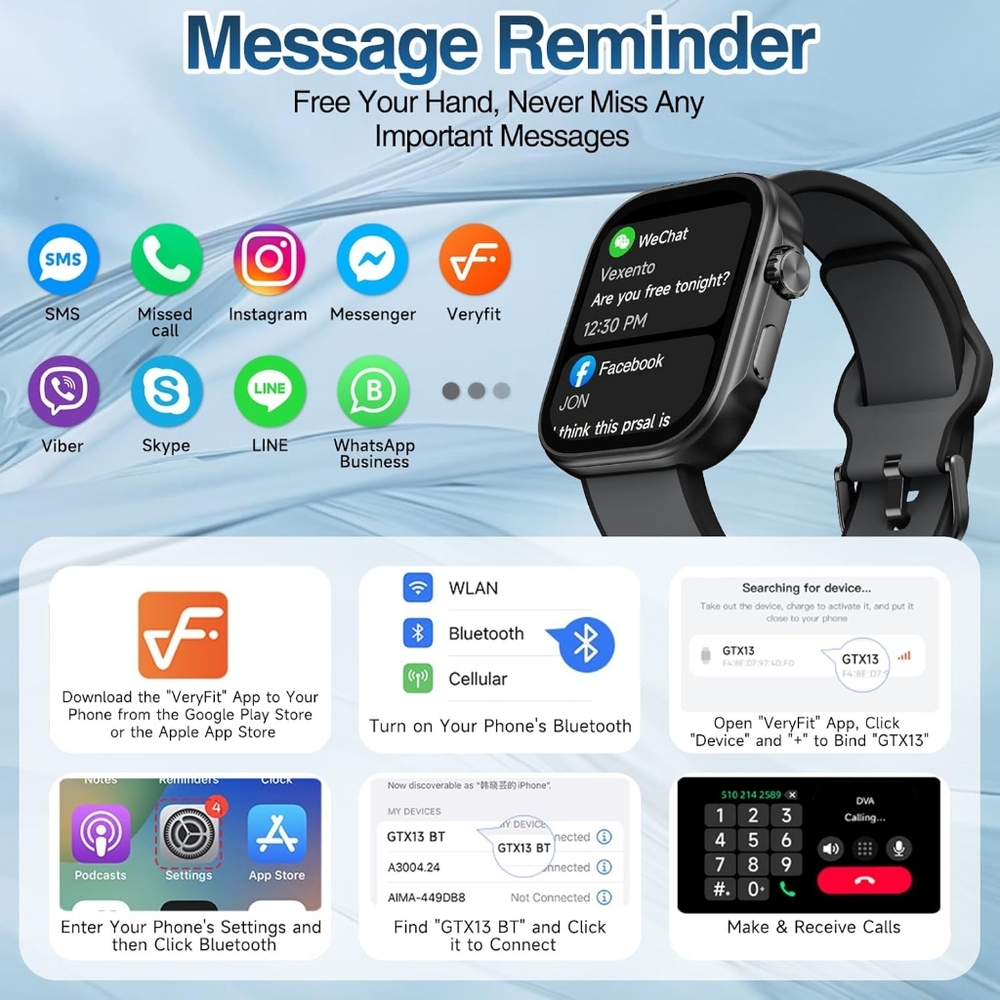 New GCZ Smart Watch, AI Voice Control, Waterproof, Android & iOS - Picture 2 of 9